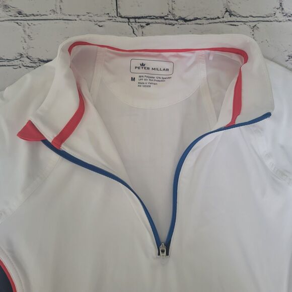 Peter Millar Golf 1/4 Zip Pullover Women Medium White Performance Stretch - Picture 2 of 7